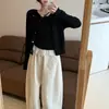 Cárdigan de punto calado estilo dulce para mujer, nueva colección de otoño 2026, con patchwork de encaje y un suéter camisola a juego, un conjunto de dos piezas