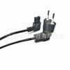 Cable de alimentación de ocho colas con enchufe de dos clavijas de calibre europeo, codo de 90 grados, cable de alimentación de ocho colas con enchufe de dos clavijas de calibre europeo