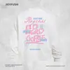Camiseta de manga larga con estampado de letras de estilo urbano americano para hombre, corte holgado, algodón puro, sudadera moderna, top de cuello redondo para primavera y otoño