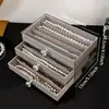 Caja de Almacenamiento Transparente de Gran Capacidad para Bolígrafos con Veta de Madera de Nogal Negro, Caja Vintage para Almacenamiento y Exhibición de Papelería, Caja de Gabinete a Prueba de Polvo
