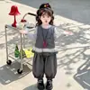Traje Chic Francés con Lazo para Niñas Primavera y Otoño 2026 Nuevo Elegante Moderno Traje de Lana de Tres Piezas para Niños de Otoño