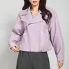 Chaqueta de Cuero Haining para Mujer, Estilo Corto, Nuevo Estilo Primavera y Otoño 2026, Corte Holgado, Chaqueta Estilo Biker de Piel de Oveja