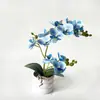 Pieza Decorativa: Set de Arreglo de Flores Artificiales Estilo Chino de 12 Flores Orquídea Mariposa para Mesa de Café de Sala de Estar, Flores Falsas para Mueble de TV y Decoración de Mesa, Flores de Seda