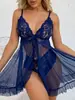Exportación Europea y Americana Nuevo Conjunto de Lencería Sexy de Malla con Escote en V y Tirantes de Encaje Multicolores Etiquetado Hiyin Generación Temu