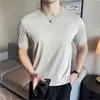 Camiseta de manga corta para hombre de algodón amoníaco líquido, verano 2026, color liso, seda de hielo de tacto frío, business casual, transpirable, camiseta de negocios sin planchado