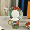 Taza de Café con Platillo Estilo Europeo Transfronterizo Retro Creativo Cuerpo Recto Pequeño Mango Dorado para Uso Doméstico Traje de Taza de Café Exquisito de Gama Alta