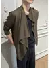 Camisa de proteção solar gola alta estilo coreano, caimento solto, top de malha de manga longa, base de cor sólida, camisa leve casual versátil masculina de cor sólida
