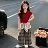 Roupa da Moda Tendência Infantil Verão 2026 Novo Estilo Celebridade da Internet Estilo de Rua Roupas de Verão para Meninas Manga Curta Roupas para Meninas