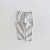Leggings listrados infantis, calças de bebê unissex, calças compridas versáteis, leggings canelados confortáveis para recém-nascidos, calças elásticas no tornozelo para usar ao ar livre
