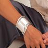 Café billón personalidad europea y americana hombres pulsera ancha simple versátil geométrica metal pulsera abierta tendencia de moda hombres