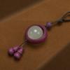 Llavero tallado DIY de sándalo verde, cadena colgante tejida para teléfono móvil Seiko, accesorios con mango Wenwan retro