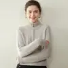 Suéter de Cachemira para Mujer, Cuello Alto con Media Cremallera, Corte Holgado, Nuevo Tejido de Lana Otoño e Invierno, Top Grueso de Capa Base