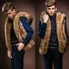 Colete Masculino Quente Outono e Inverno Tamanho Grande com Capuz Slim-fit Moda Jaqueta de Pelo Colete de Pelo de Coelho Imitação Engrossado