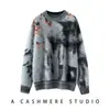 Nova coleção outono e inverno: suéter de malha fleece com quatro painéis, gola redonda, estilo pullover, 100% cashmere puro, quente, camada base color block