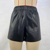 Amazon transfronterizo moda nueva para mujer europea y americana 2025 color liso cintura cuero PU shorts pantalones de cuero pantalones de niño