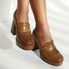 Tacones Altos Primavera y Otoño Punta Cuadrada Plataforma Impermeable Boca Media Zapatos de Salón para Mujer Retro Su Suela Gruesa para Viajar Tacón Grueso Tacones Súper Altos