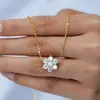 Collar con Colgante de Plata de Ley S925 Moissanita de 1 quilate Moda Femenina Anillo de Diamante Lujo Girasol Lujo Ligero Copo de Nieve