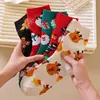Calcetines Navideños de Moda Otoño e Invierno Papá Noel Reno Muñeco de Nieve Hombre de Jengibre Dibujos Animados Calcetines de Media Pantorrilla Calcetines de Mujer Transfronterizos Venta al por Mayor