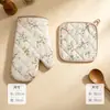 Guantes de cocina para hornear resistentes al calor estilo japonés con estampado floral para venta al por mayor transfronteriza, tapetes para horno aislantes del calor con patrón floral múltiple, almohadillas aislantes del calor resistentes a altas temperaturas
