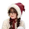 Novo Chapéu de Pelúcia Fofo com Atmosfera de Inverno para Mulheres, Chapéu de Tricô Espesso e Quente para Proteção contra o Frio ao Ar Livre, Chapéu Estudante com Proteção para as Orelhas