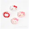 Lindas cabezas de gato rosas, accesorios de resina de gato manzana, pegamento de crema DIY para zuecos, materiales para joyería, al por mayor en stock