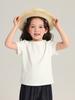 Pudding Haru Blusa de Verão Confortável Casual para Meninas Camiseta de Manga Curta Infantil Cor Pura & Listrada Gola Redonda Camiseta Básica