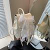 Mochila Estilo Ballet com Laço Feminina 2024 Nova Fashionável Coreia do Sul Mochila Fofa Portátil Bolsa de Ombro Mochila Escolar