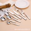 Juego de Cuchillo, Tenedor y Cuchara de Mango Cuadrado de Acero Inoxidable 304 Vajilla Occidental de Alta Calidad Cuchillo y Tenedor Espejo Dorado Cuchara y Tenedor de Postre Espesos