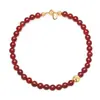 Collar de Cuentas de Ágata Roja Simple con Bola Dorada, Temperamento de Alta Gama, Moda Versátil, Diseño Nicho, Cadena para Clavícula, Pulsera