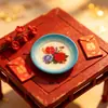 Bandeja de Té Doble Felicidad Retro Vintage, Plato de Cena Esmaltado Nostálgico, Accesorios DIY de Pegamento Crema, Imán para Refrigerador