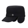 Gorra con Visera de Cuero Cálida de Invierno para Hombres de Mediana Edad y Mayores, Protección Auditiva para Ancianos con Forro de Felpa, a Prueba de Viento, para Prevenir el Frío