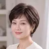 Peruca para mulheres, estilo curto, adequada para mães de meia-idade e idosas, respirável e leve, cobre cabelos grisalhos, feita com 100% cabelo humano, volumosa e com aparência natural