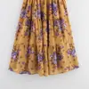 Venta al por mayor de Ropa para Mujer Transfronteriza Verano 2025 Nuevo Sexy Tirantes Hombros Descubiertos Gasa Floral Plisado Cintura Vestido
