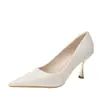 Zapatos de Boda Color Champagne para Mujer 2025 Nuevos Tacones Altos Tacón de Aguja para Mujer Zapatos de Dama de Honor Calzado Diario Zapatos de Punta