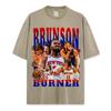Camiseta Manga Curta Estampada Brunson JB Retro Americana Tendência Transfronteiriça Lavada Velha Manga Longa Solta Moletom com Capuz para Homens