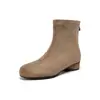 Botas Western Retrô Aogushi Deng Femininas 2026 Novas Botas Curtas Outono Inverno Maillard Botas Femininas Salto Grosso Afinando o Tornozelo