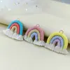 Pendientes de Borla de Algodón Estilo Nórdico Joyería Colgante Accesorios Llavero Arcoíris Trenzado Pequeño Hecho a Mano DIY