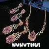 Joyería Dopamina Diamante Rosa de Gran Quilate Gota de Agua Collar con Relieve, Conjunto de Pendientes de Cadena de Piedras Preciosas Rosas de Lujo de Alta Gama