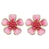 Japão e Coreia do Sul Transfronteiriços Novos Fofos Rosa Gota de Óleo Liga de Flor Brincos Doce Moda Brincos de Flor Fresca para Mulheres