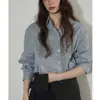 Lofj Elige Camisa de Manga Larga a Cuadros de Color Contrastante Simple Versátil para Mujer Invierno Nuevo Diseño Top de Algodón Puro