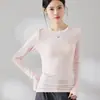 Camiseta de Manga Larga con Cuello Redondo para Mujer Cleanfit, Camisa Base Drapeada Ajustada de Lyocell Lana Acetato, Otoño 2026