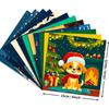 Papel de material navideño de dibujos animados, 12 hojas/juego de linda serie navideña, papel de ortografía con cuenta a mano, bolsa de material de estilo europeo con corte transfronterizo