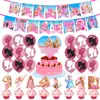 En stock de fábrica Muñeca Barbie versión vida real fiesta decoración de fiesta de cumpleaños banderín globo tarjeta insertable para pastel