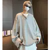 Camiseta de manga larga estilo falso dos piezas para hombre y mujer, top básico casual holgado oversize de otoño