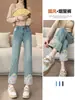 Nuevos Jeans de Estilo Chino Estilo Nacional talla extra grande Mujer 2024 Nuevo Primavera y Otoño chica rellenita Adelgazantes Pantalones Rectos de Nueve Puntos