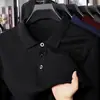 Suéter masculino de comércio exterior transfronteiriço, novo estilo outono e inverno 2026, gola lapela, camisa polo casual de manga longa cor sólida para homens