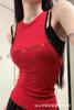 Top Camisola Sexy Estilo Spice Girl Falso Duas Peças Combinando Cores Feminino Slim Fit Costas Abertas Fashionável Versátil Base Sem Mangas