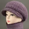 Sombrero de Lana de Conejo para Mujer Otoño e Invierno con Felpa Cálida para Personas de Mediana Edad y Mayores Protección Auditiva Protección contra el Frío Tejido Grueso para Exteriores