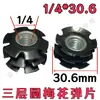 Tuerca Sunflower Imperial 1/4 Tubo Redondo de Tres Capas, Tuerca para Estante, Conector de Tubo Interior, Tuerca para Muebles