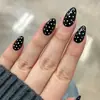 30 Piezas Uñas Portátiles Hailey de Lunares Negro Simple Elegante Lunares Blancos Venta Caliente Manicura Puntas de Uñas
